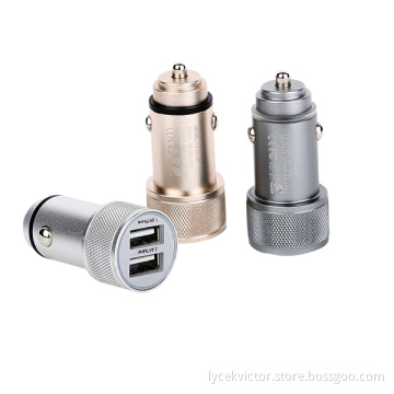 gold quality 3.4a dual usb aluminum car charger